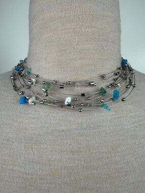 NWT Charmelle Multi-Strand Beaded Wire Necklace 16.75"